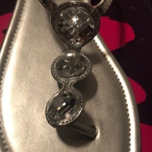 Silver sandal with gems.  Size 11.